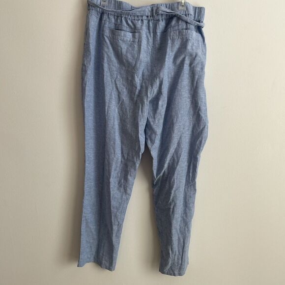 SOHO NY&CO Size XL Pants Blue Waist Tie Tapered Linen Blend NEW NWT - Picture 3 of 7